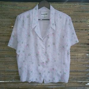 Joan Leslie 16P Lilac Floral Button Down Top